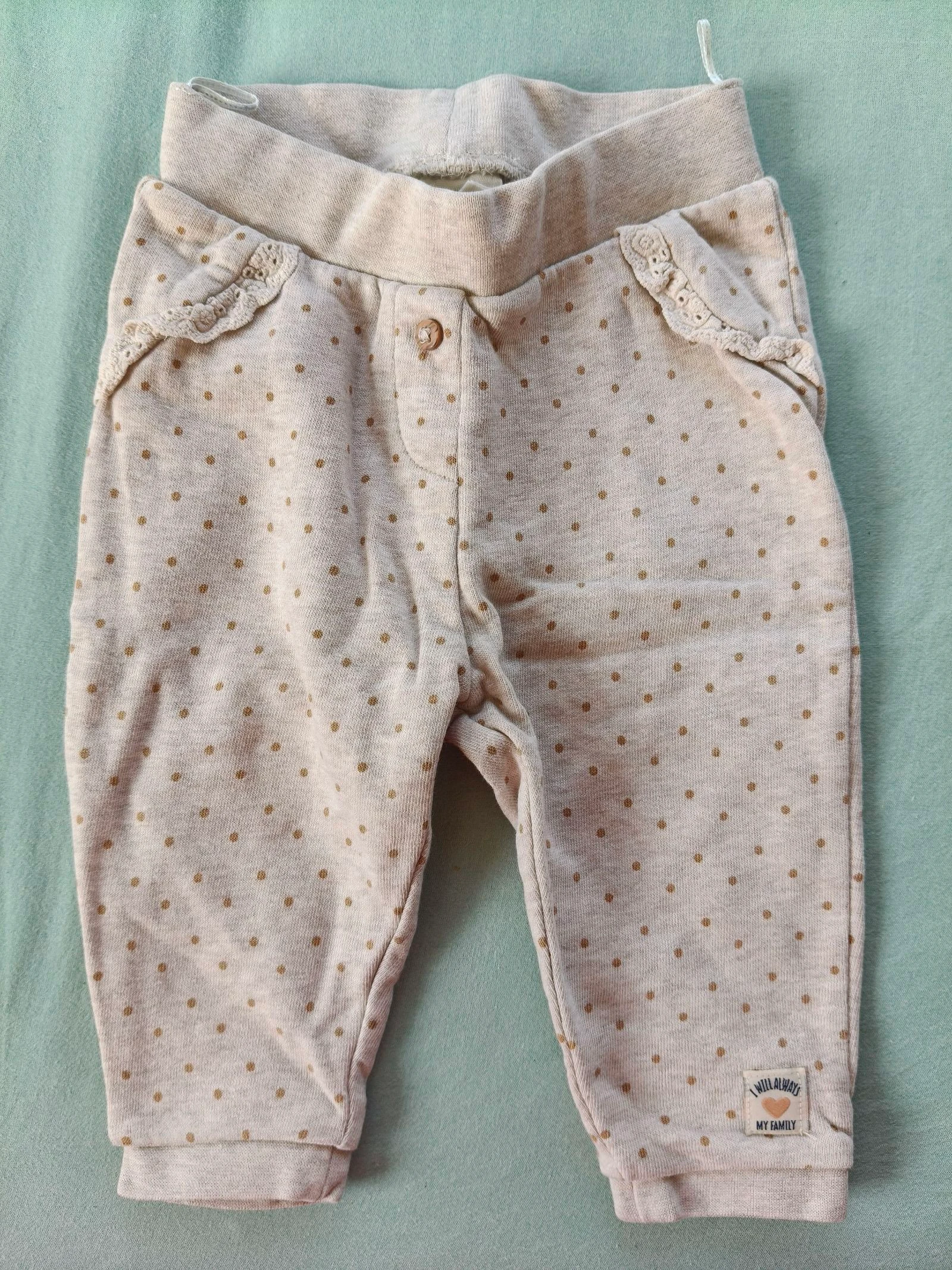 Pantalon chaud fille C&A beige pois 74 cm